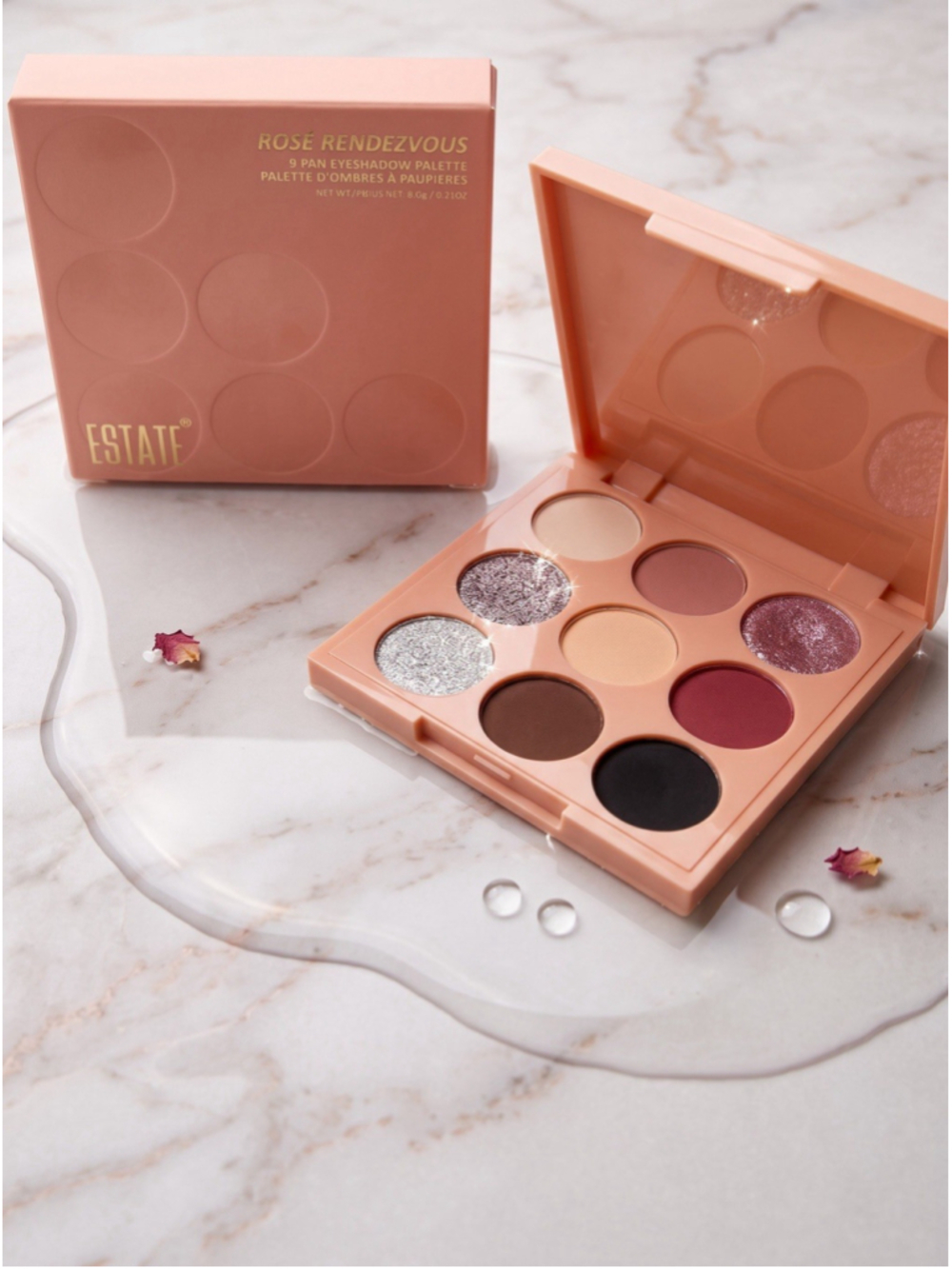 Estate Cosmetics Rosรฉ Rendezvous 9 Pan Eyeshadow Palette New in Box Vegan